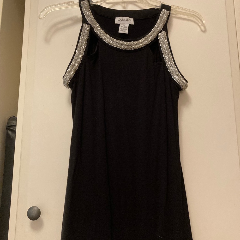 Black and silver embellished top with cutouts